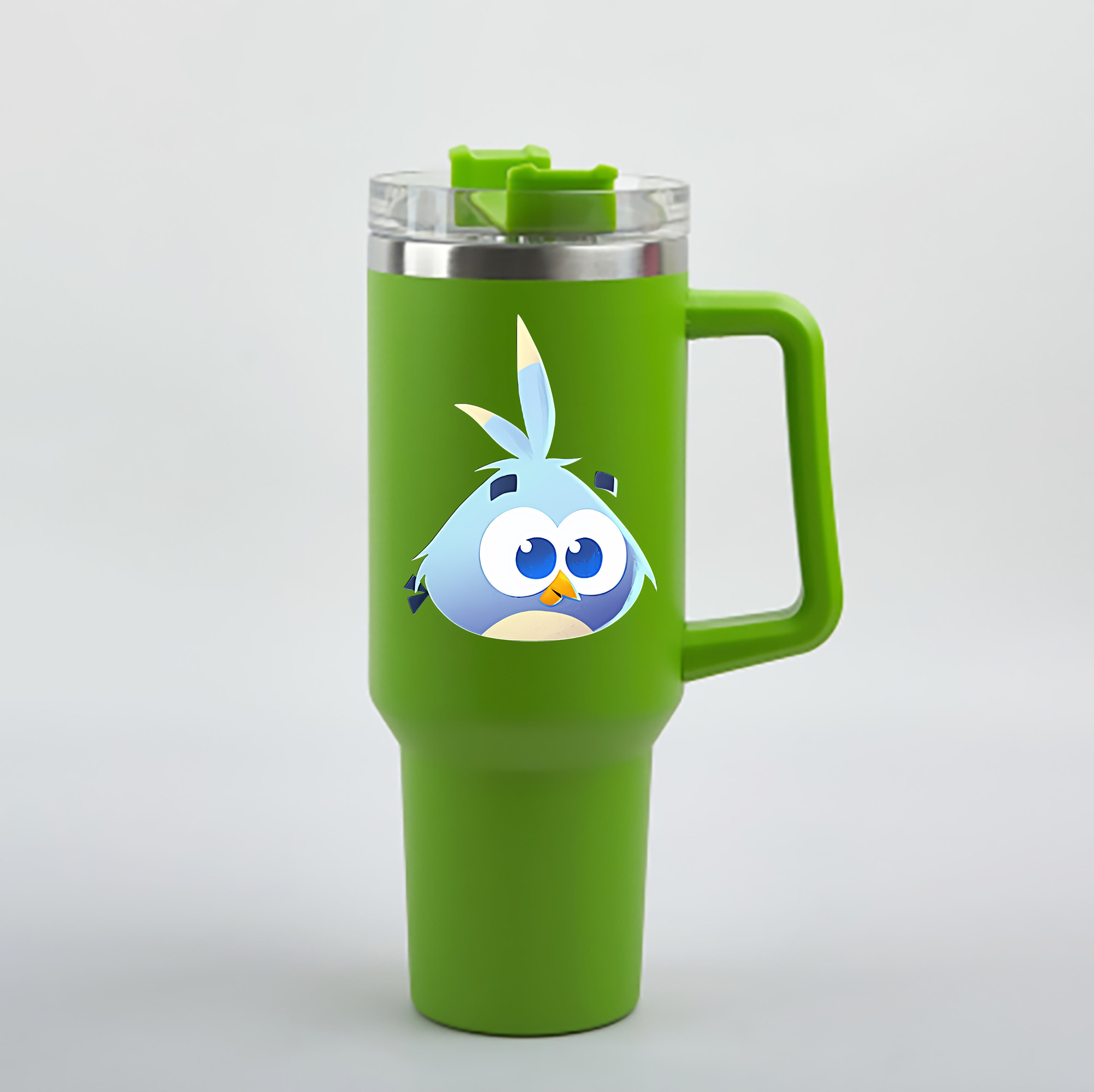 （画像用） Angry Birds アングリーバード 1200mL車用タンブラー - クリスタルステッカー（プラスチックストロー付き）